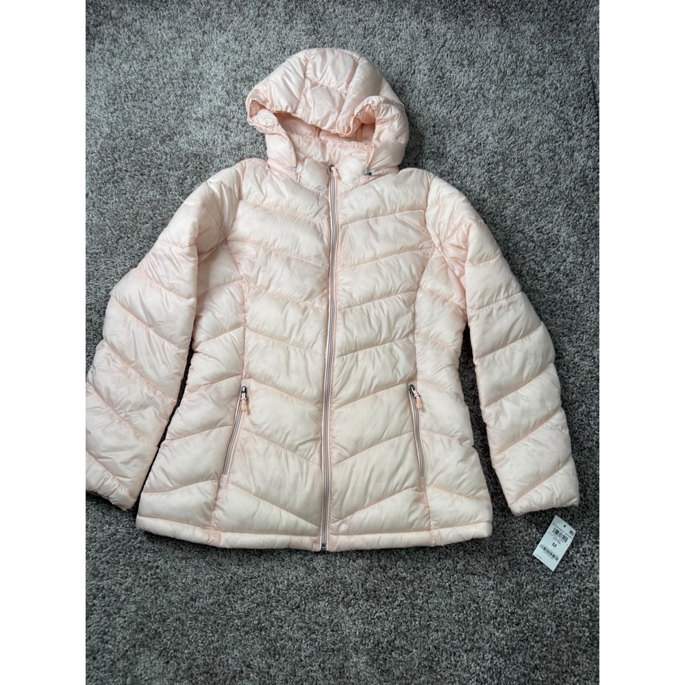 Charter Club Women's Medium Pink Packable Puffer Jacket Hooded NWT